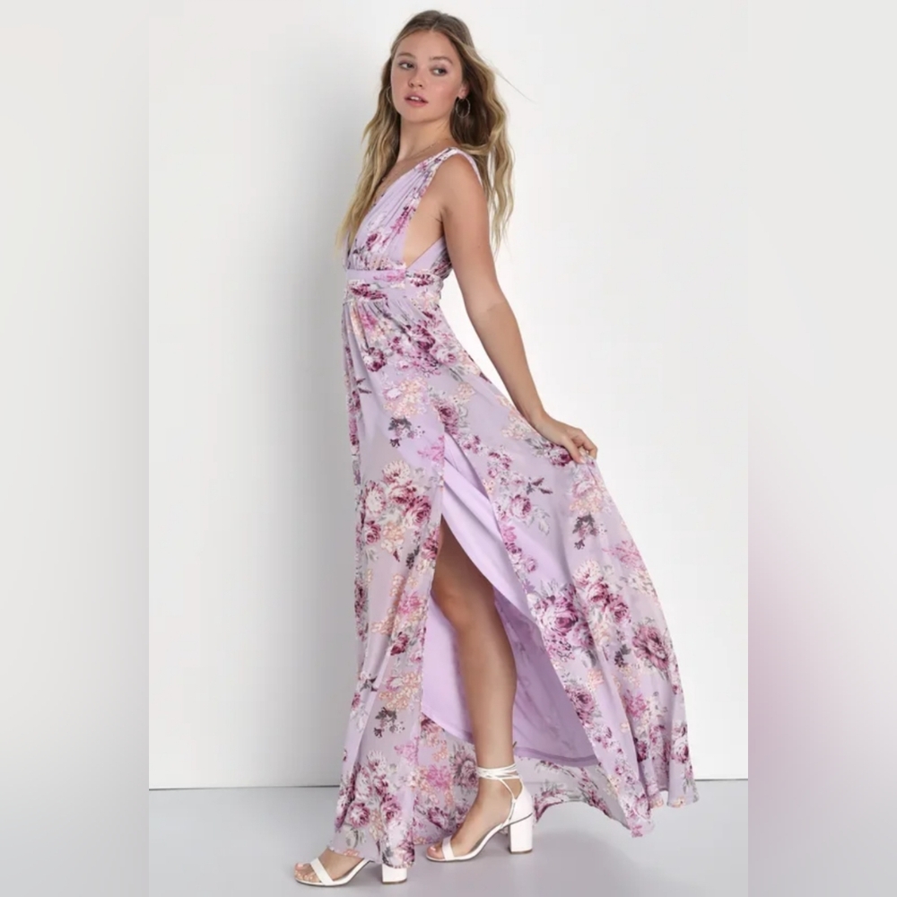 Floral Lavender Maxi Dress - Picture 4 of 5